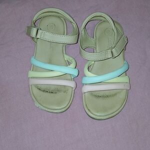 Kids Pastel Strap Sandals - Neutral with Pink, Yellow & Blue Straps